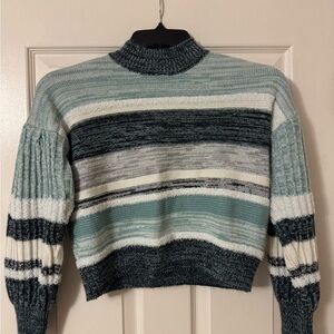 My Michelle Striped Sweater - Green, Black, White